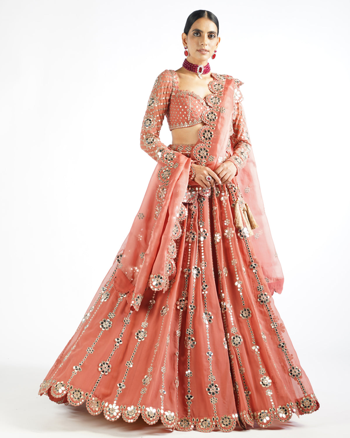 Rose Embellished Lehenga Set by Vvani by Vani Vats