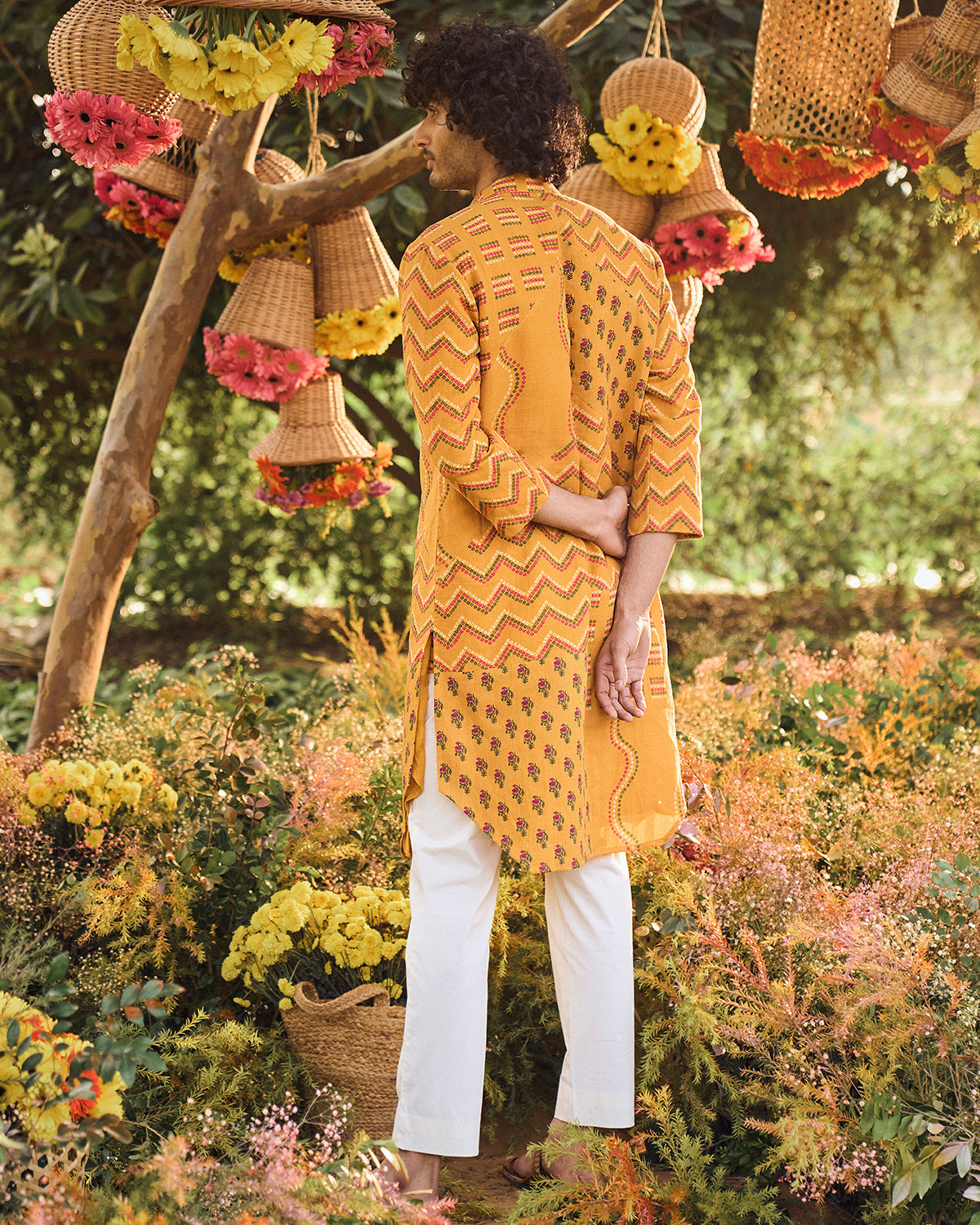 Buy Beige Kurta Linen Satin Pajama Pant Malai Cotton Set For Men by Paarsh  Online at Aza Fashions.