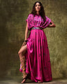 Pink Printed Waistbelt Dress by Punit Balana