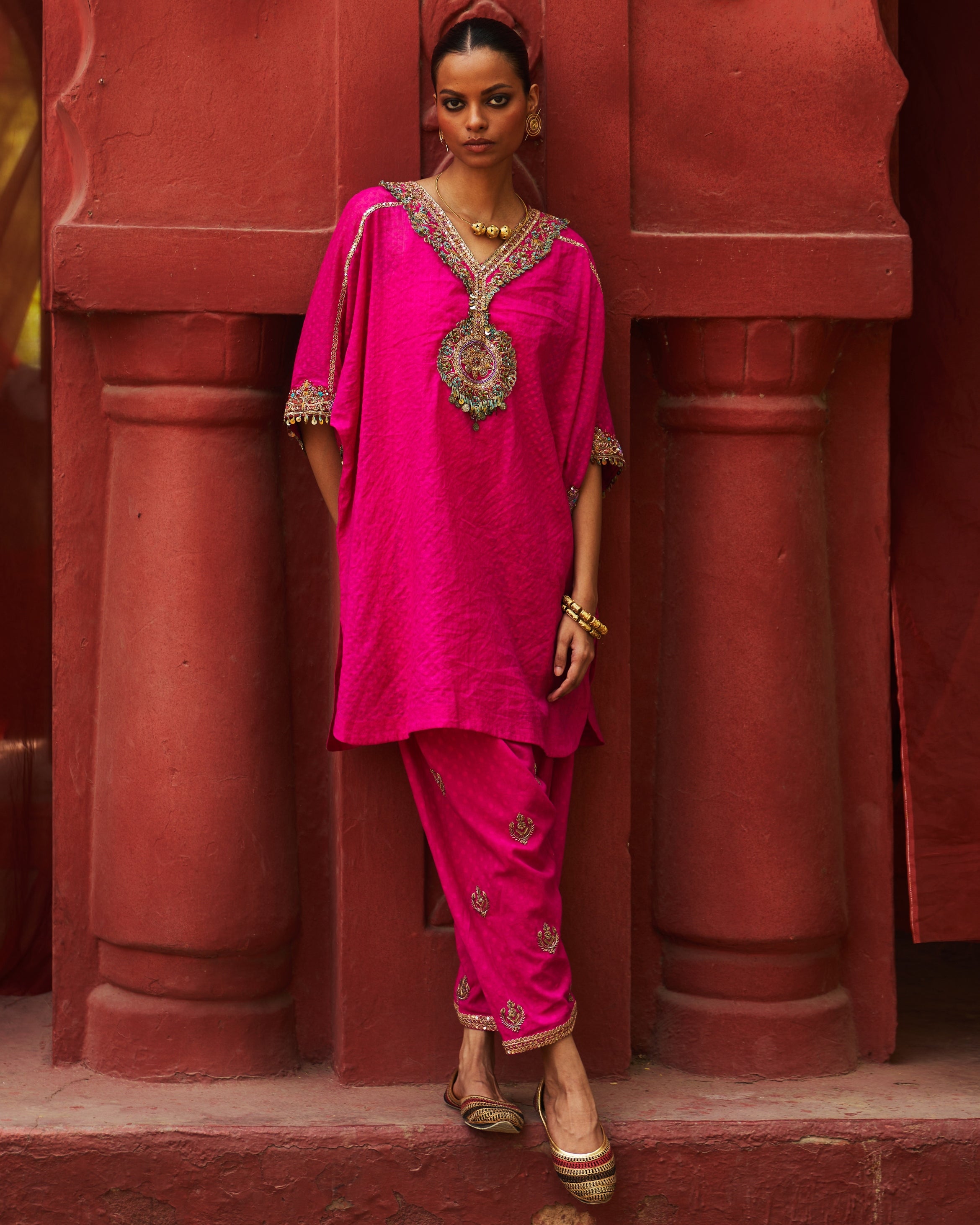 Pink Short Kurta Set