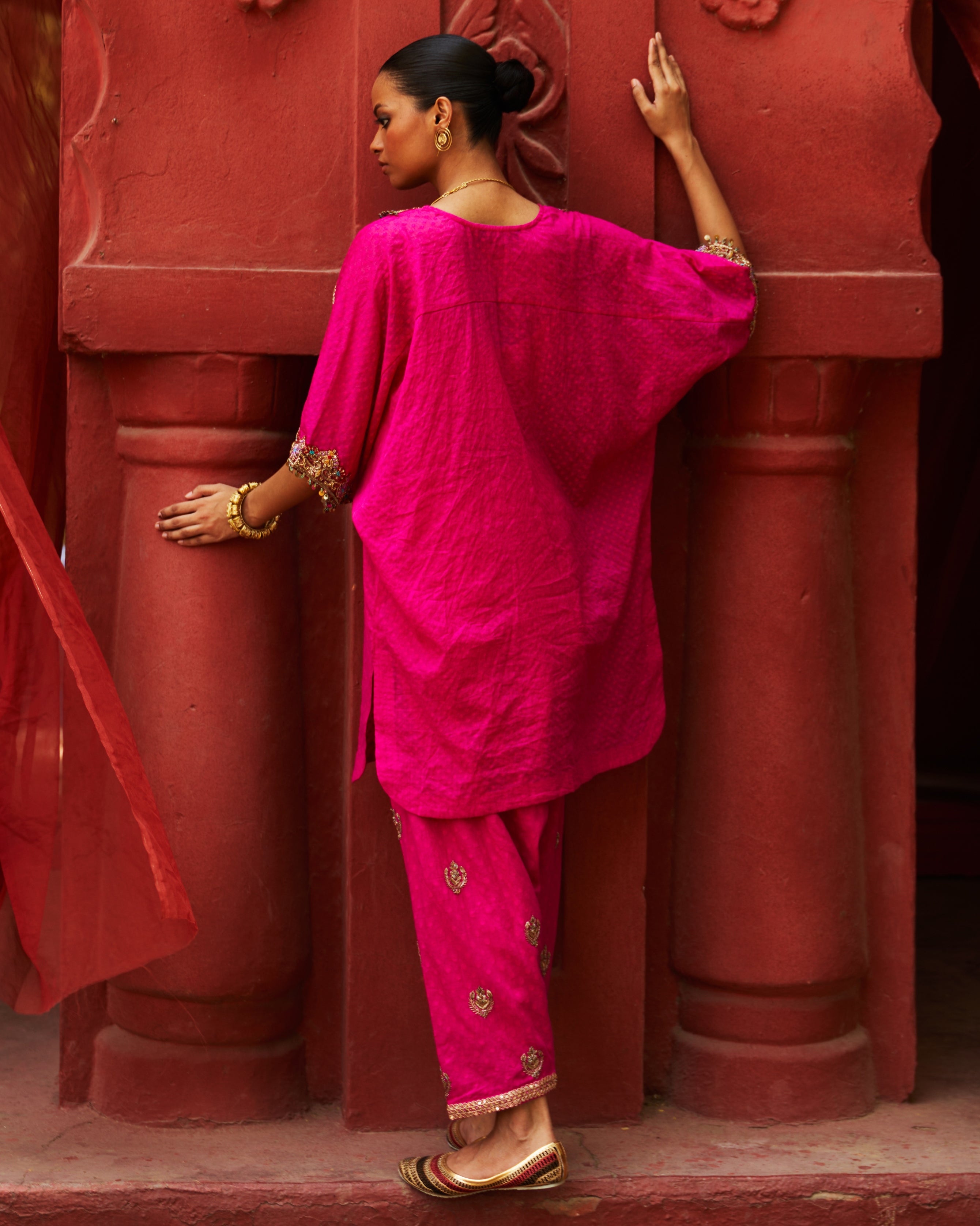 Pink Short Kurta Set