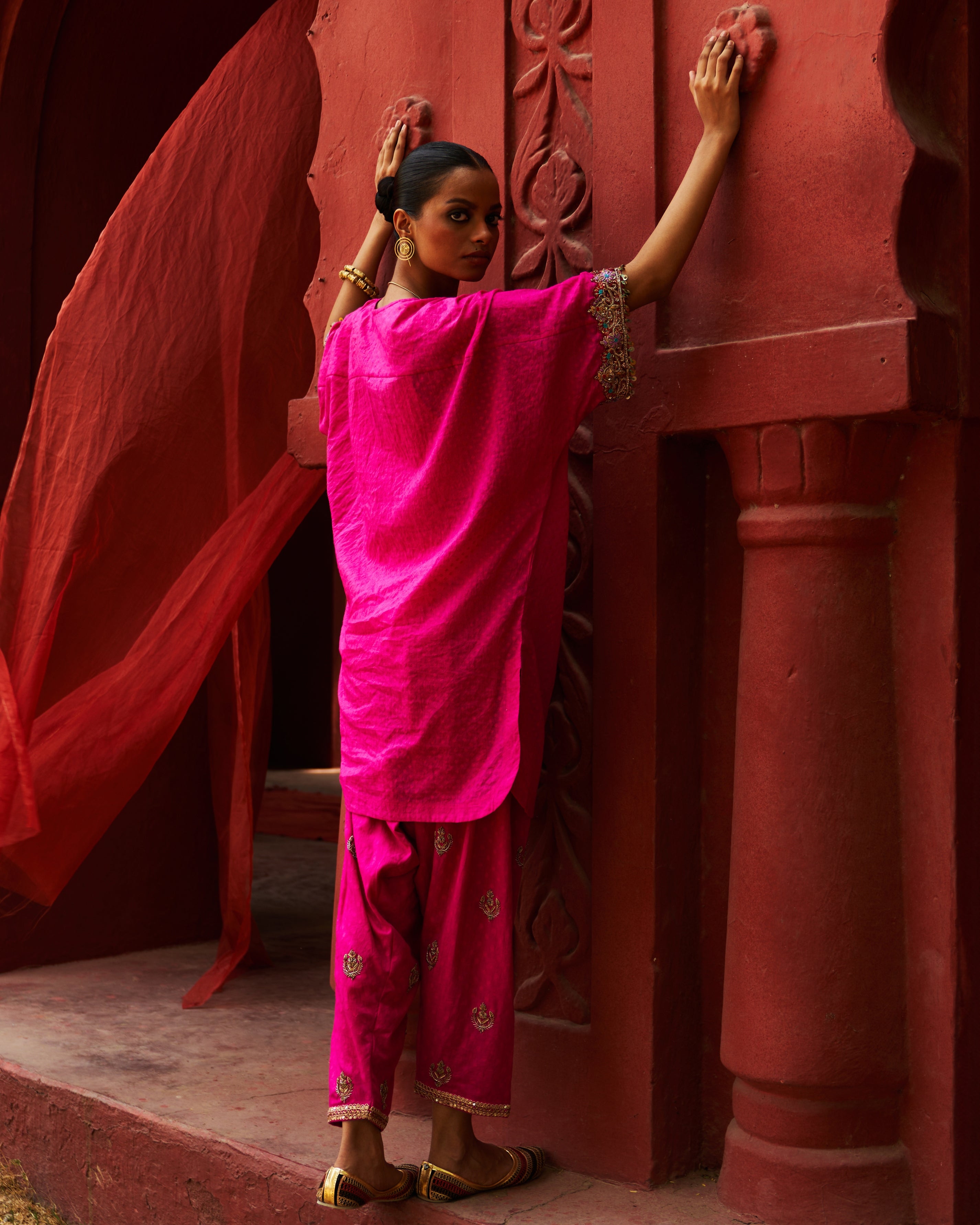 Pink Short Kurta Set