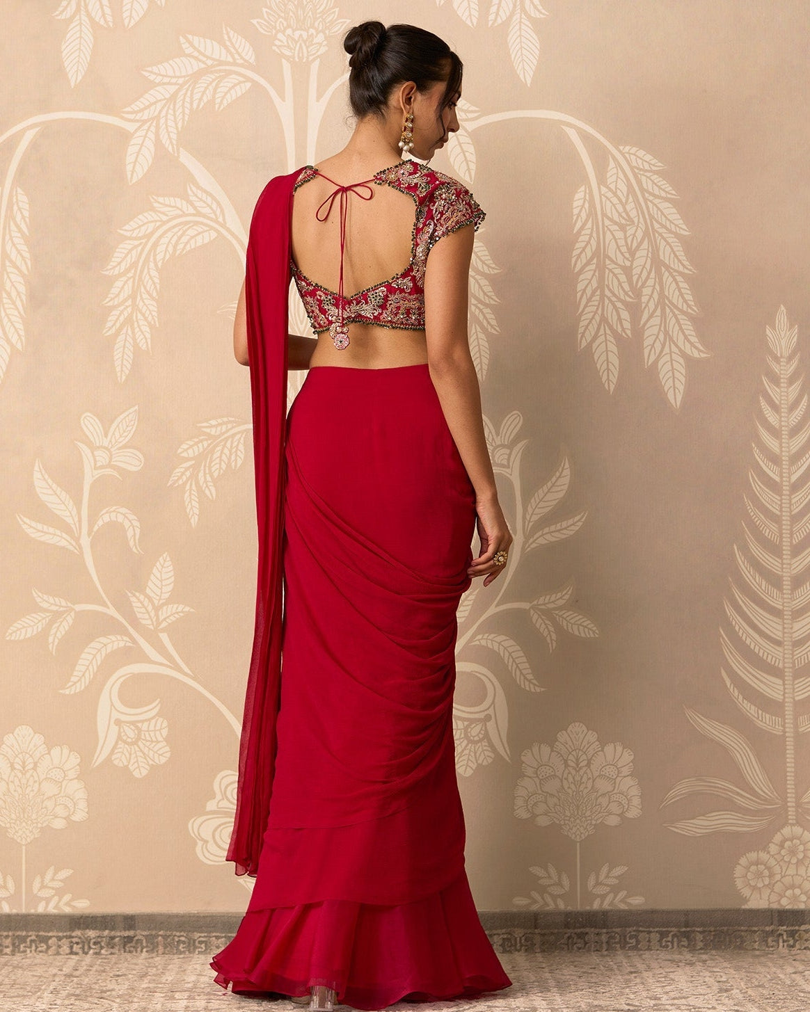 Red Twined Sari Set