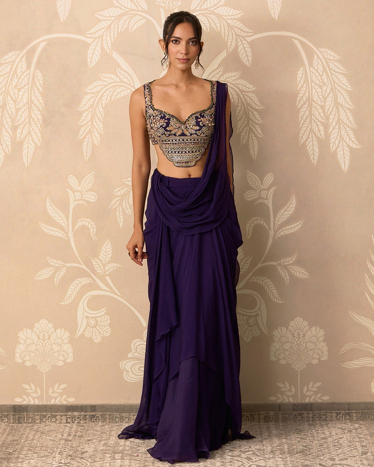 Purple Knot Sari Set