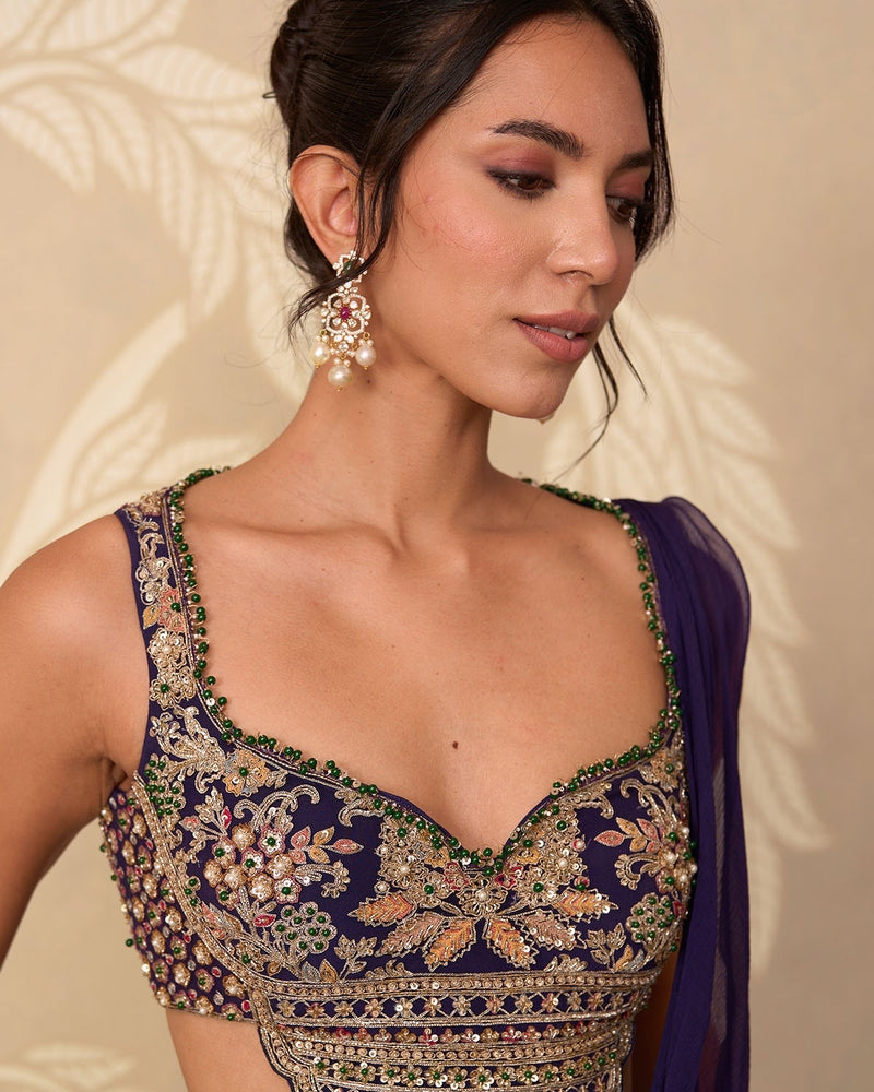 Purple Knot Sari Set