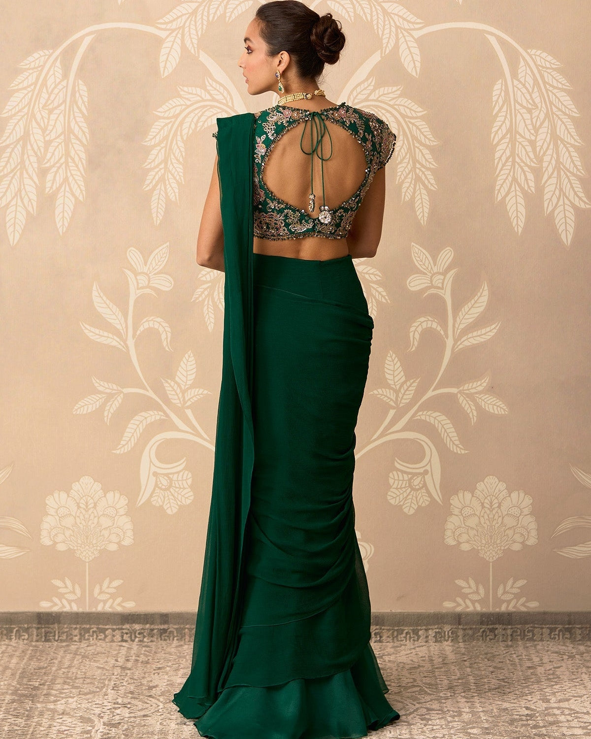 Emerald Green Twined Sari Set