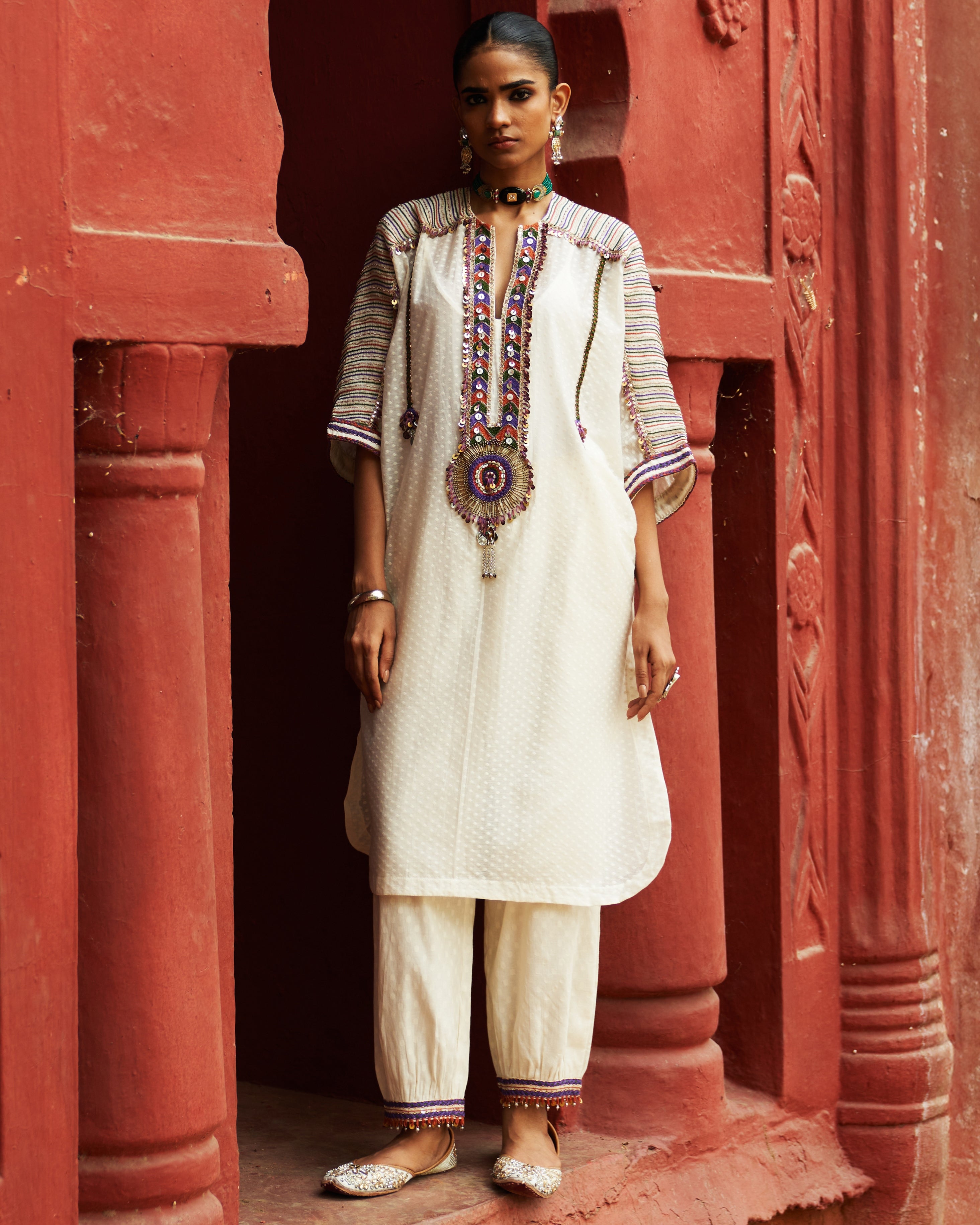 Ivory Breezy Kaftan Kurta Set