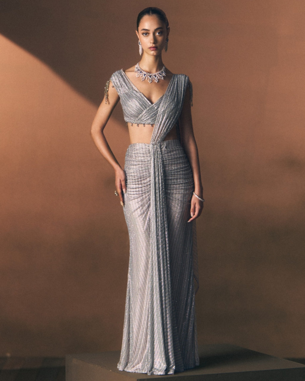 Pewter Drape Sari