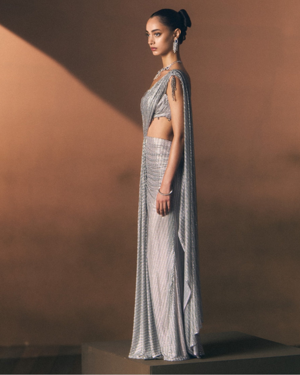 Pewter Drape Sari