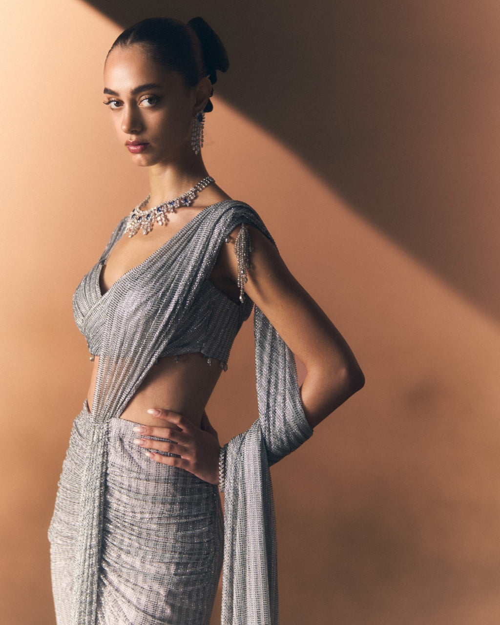 Pewter Drape Sari