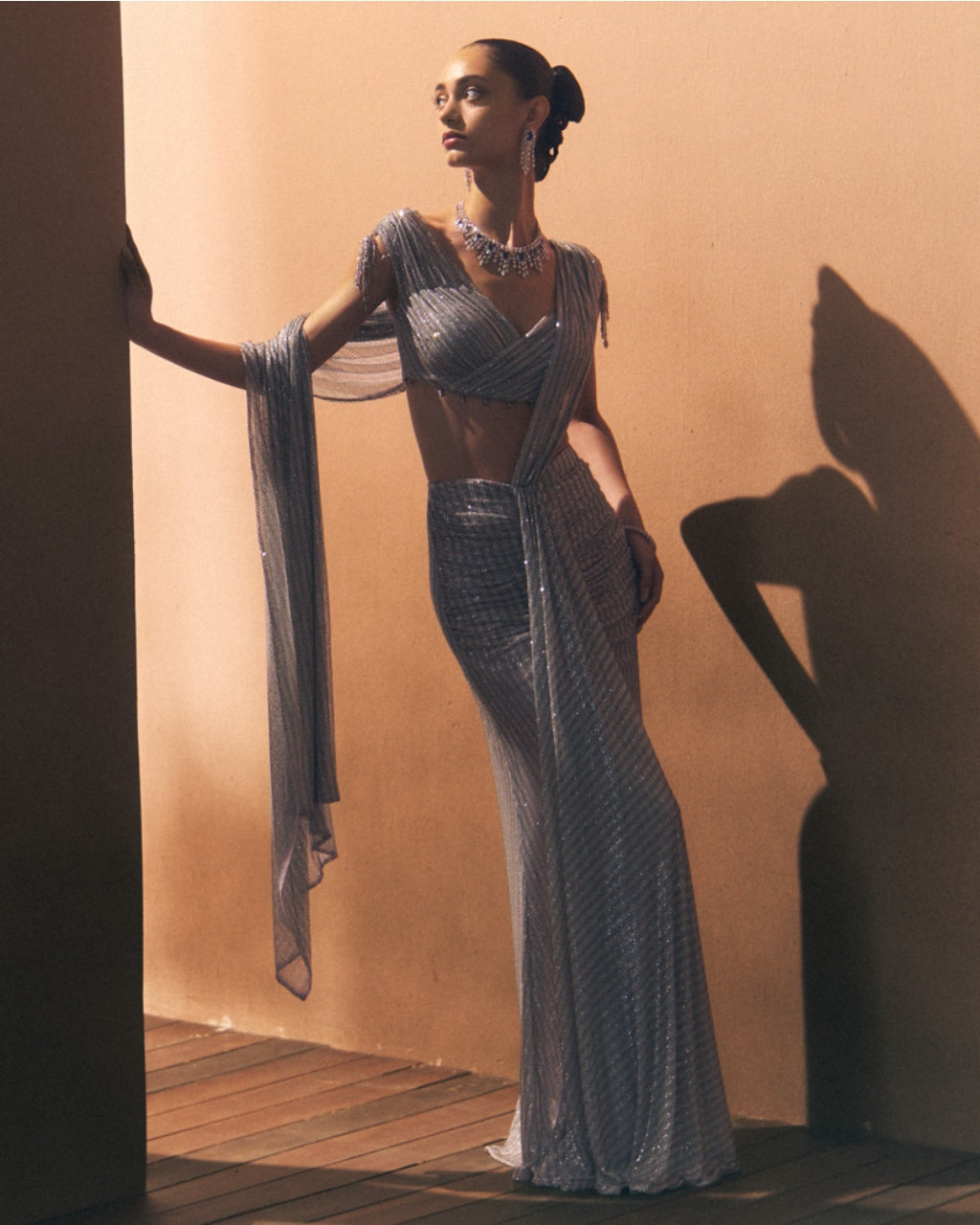 Pewter Drape Sari