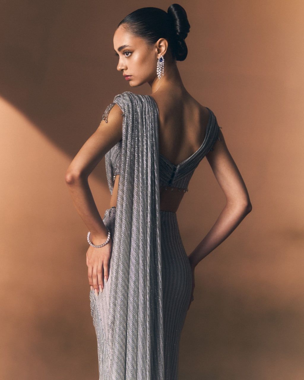 Pewter Drape Sari