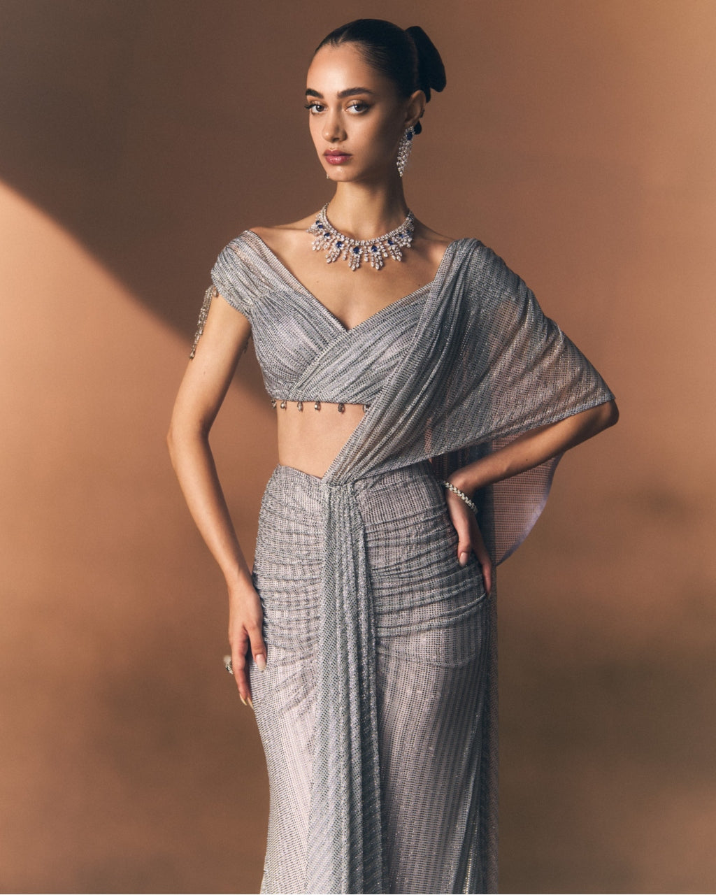 Pewter Drape Sari