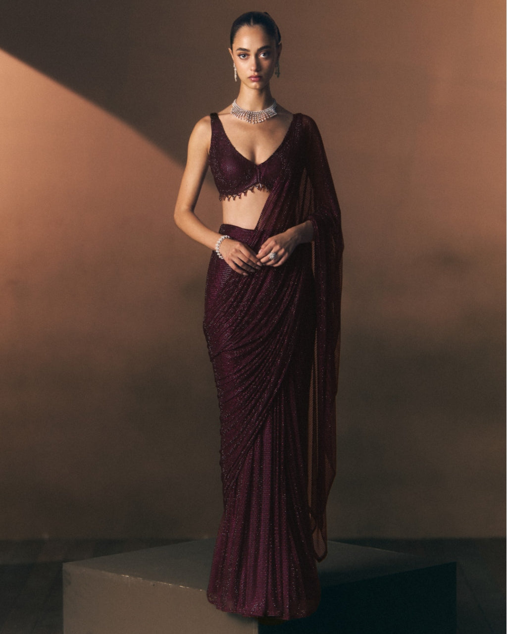 Cerise Drape Sari