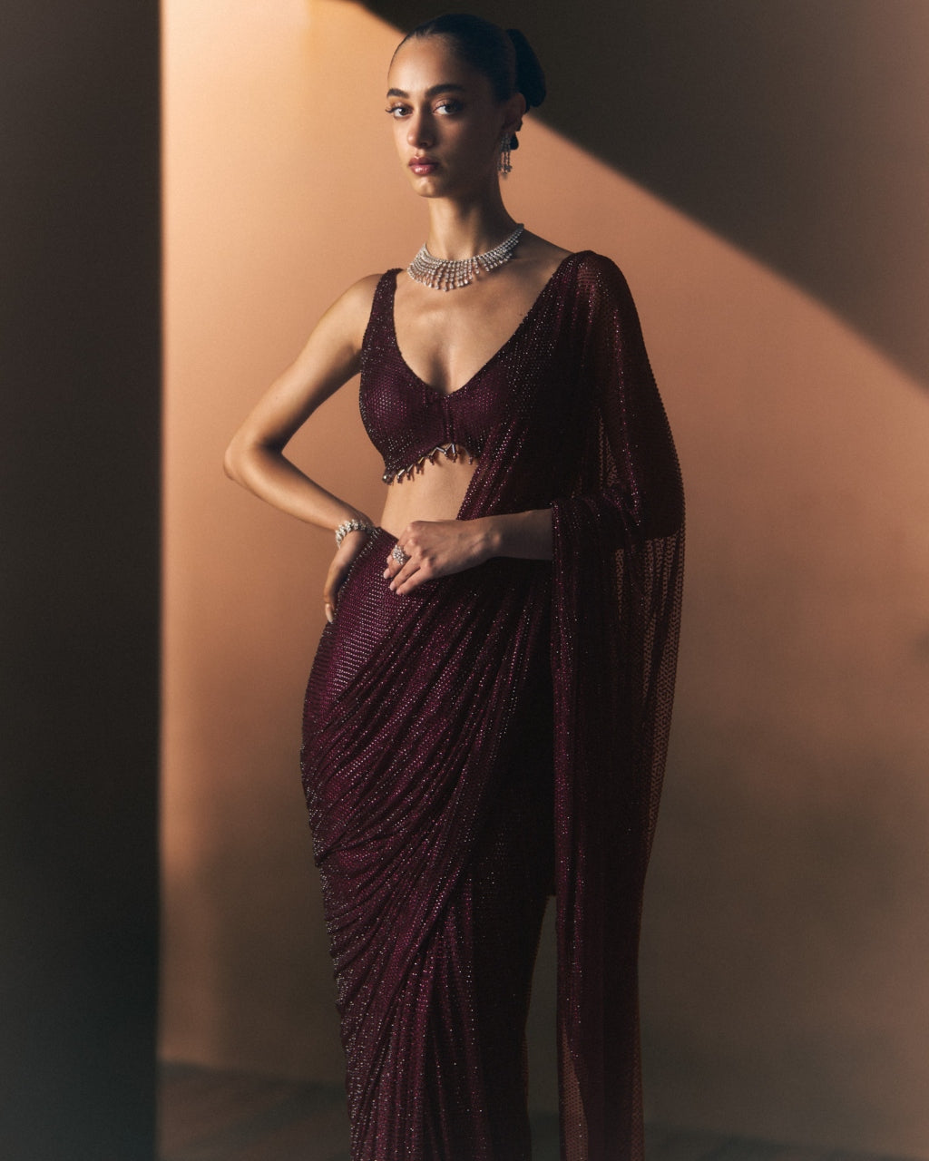 Cerise Drape Sari