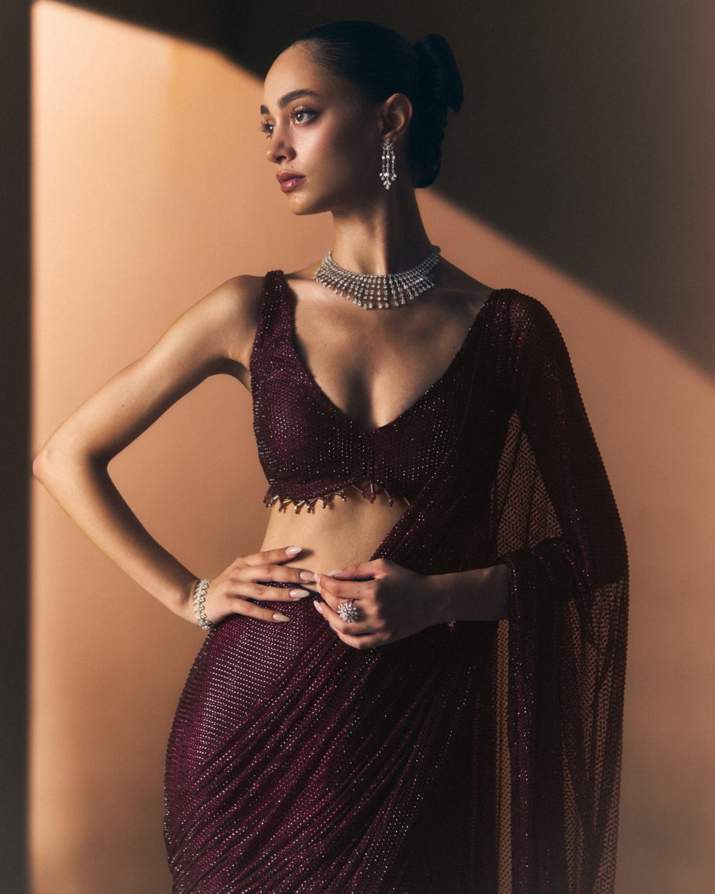 Cerise Drape Sari