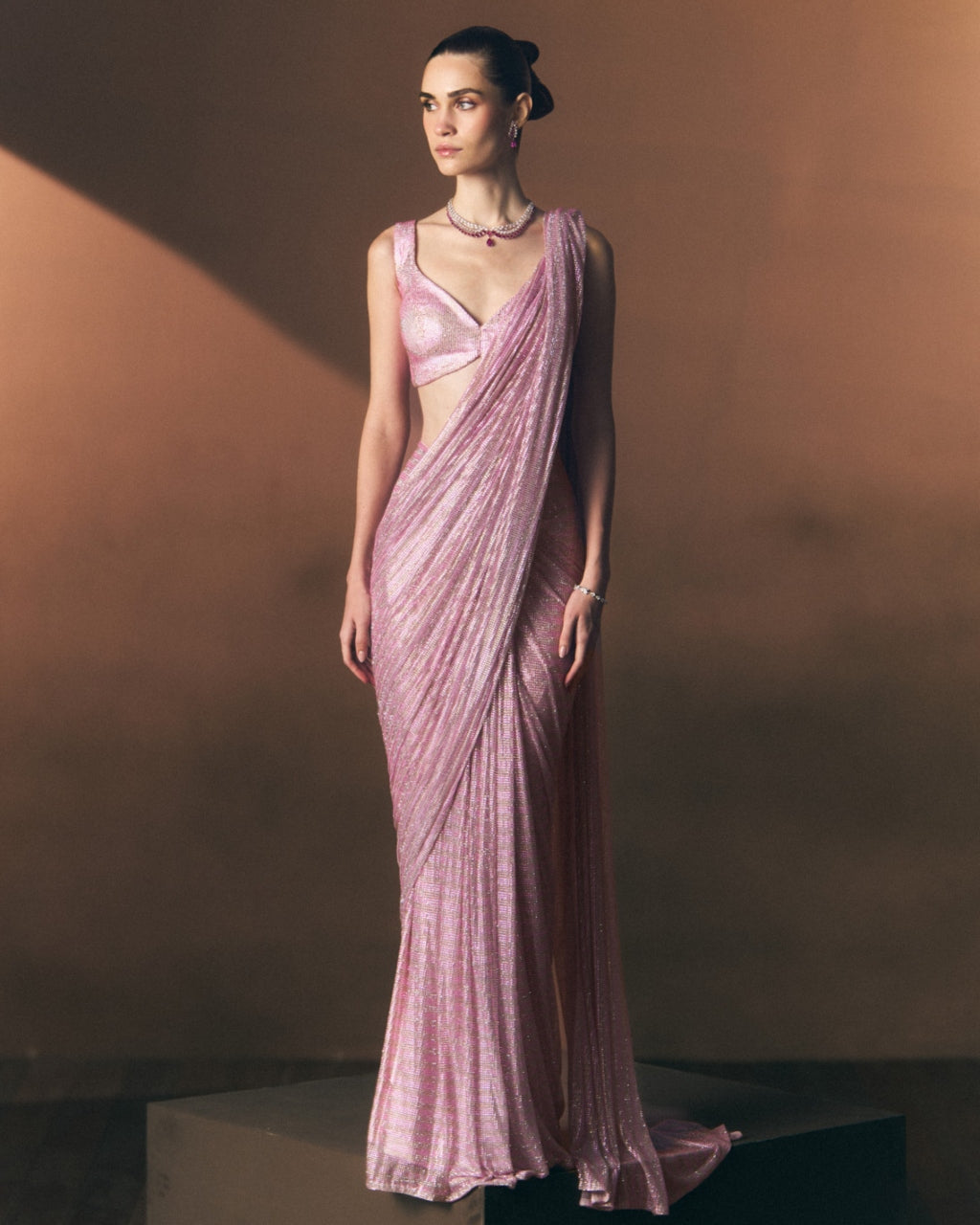 Rosé Drape Sari