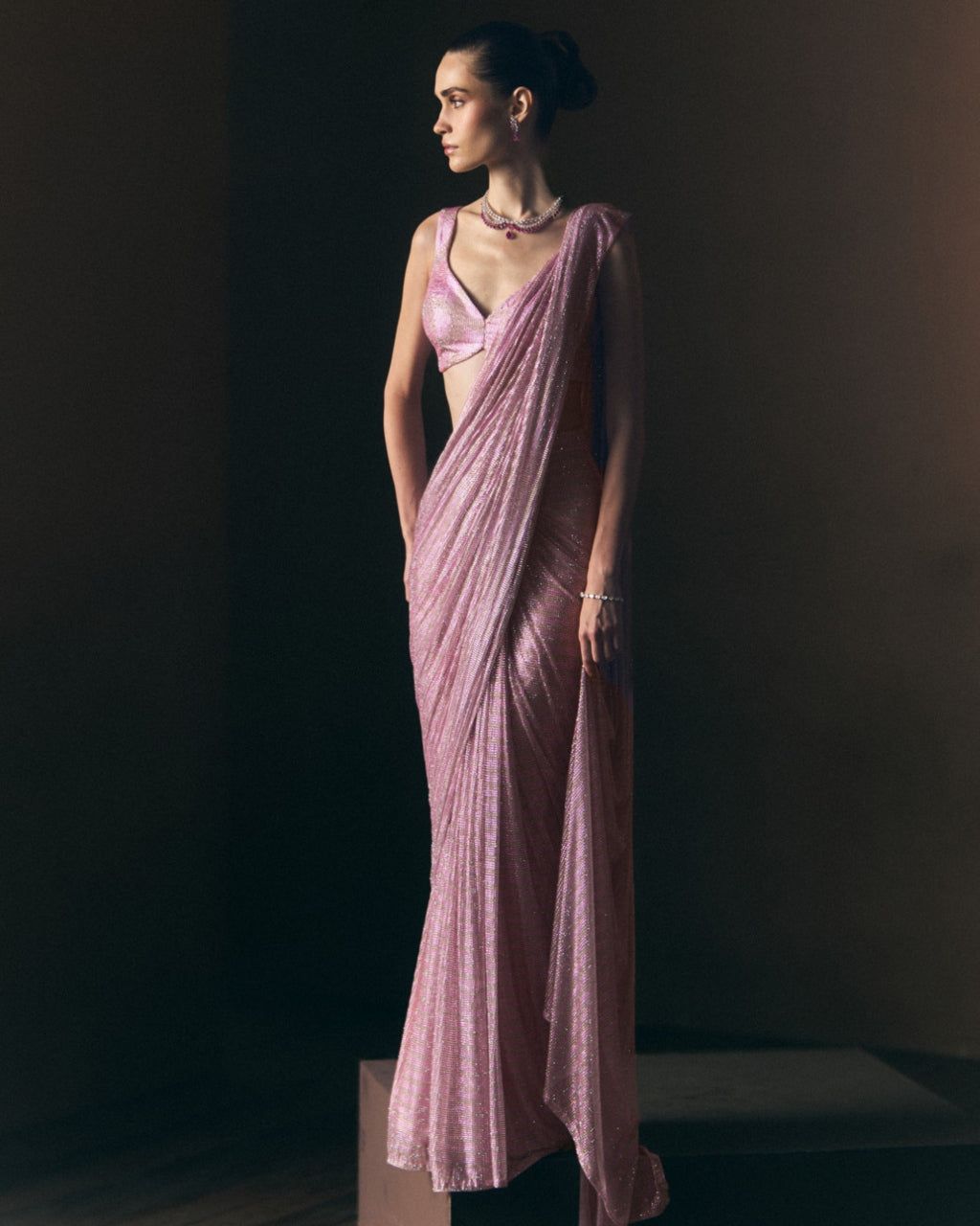 Rosé Drape Sari