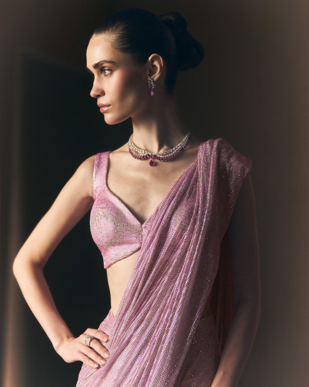 Rosé Drape Sari
