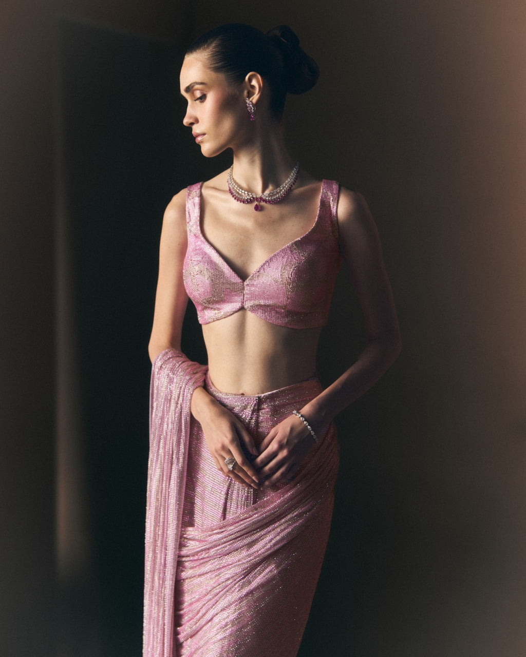 Rosé Drape Sari