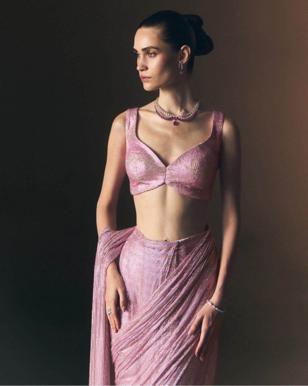 Rosé Drape Sari