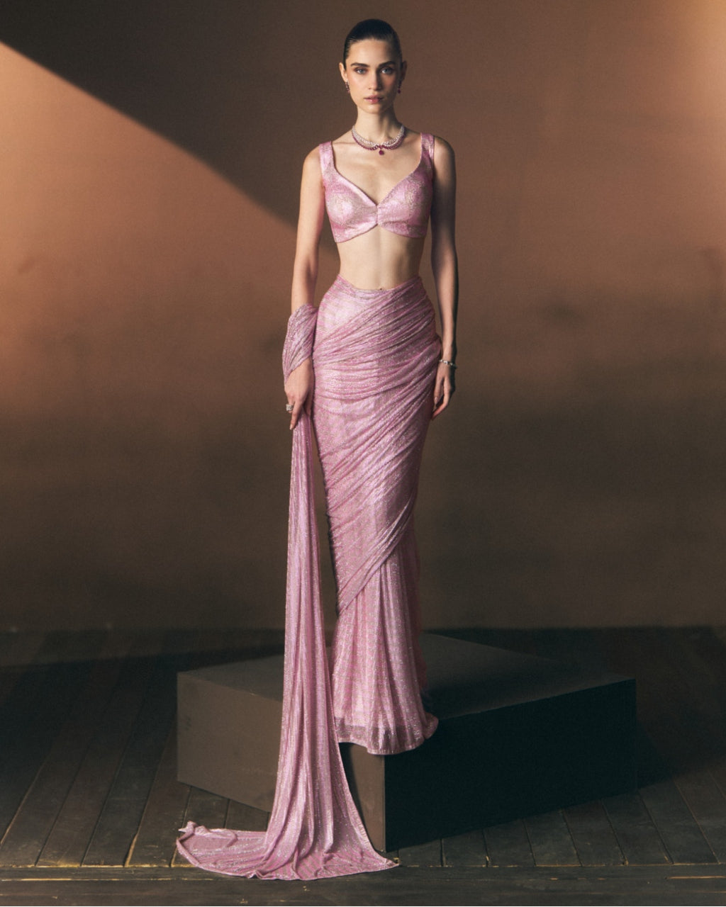 Rosé Drape Sari
