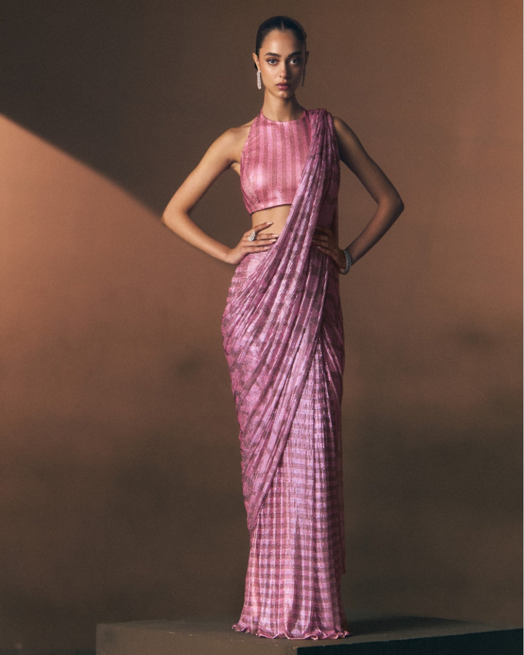Coral Drape Sari