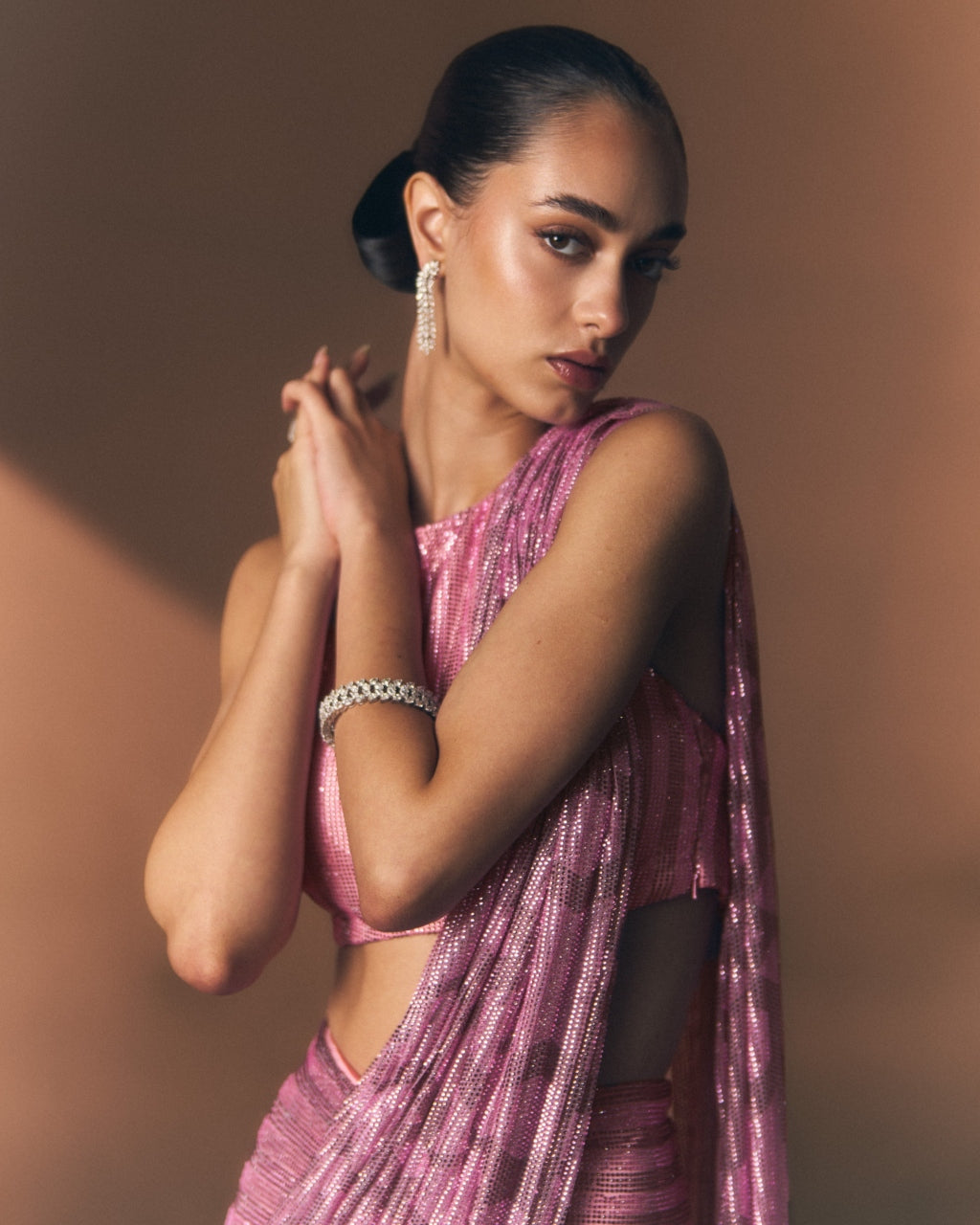 Coral Drape Sari