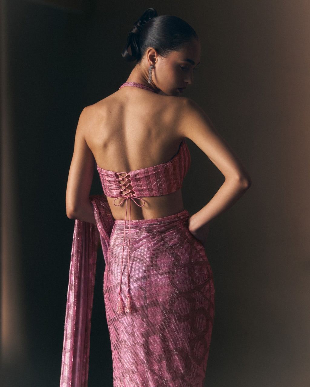 Coral Drape Sari