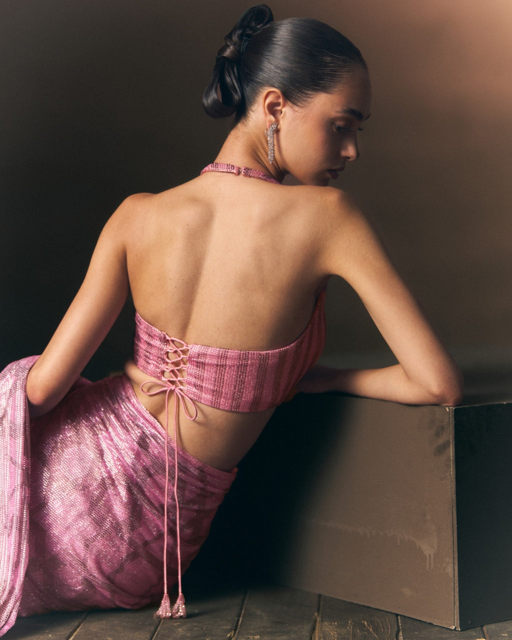 Coral Drape Sari
