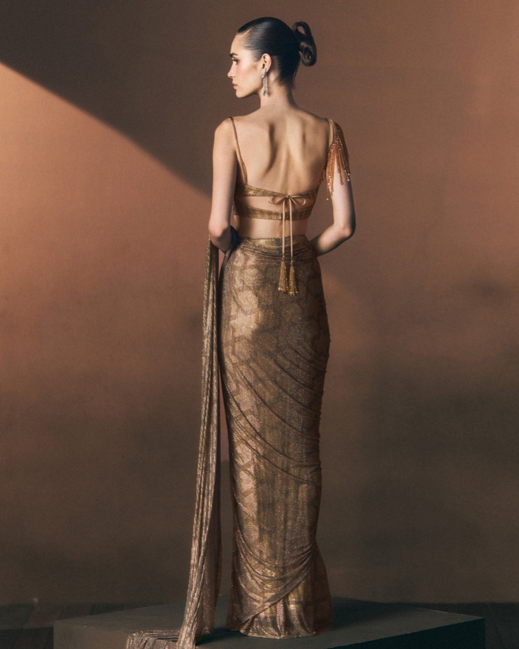 Champagne Drape Sari
