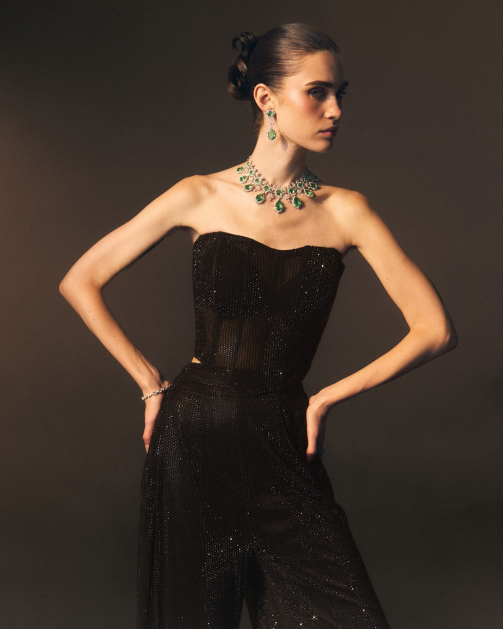 Onyx Sharara Pants With Corset Top
