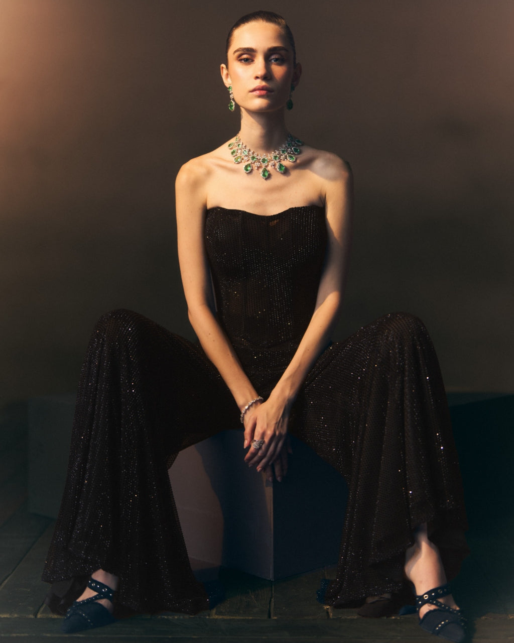 Onyx Sharara Pants With Corset Top