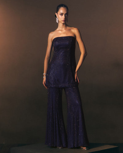 Nocturne Sharara Pants With Off Shoulder Shirt