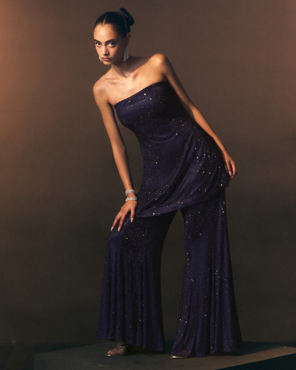 Nocturne Sharara Pants With Off Shoulder Shirt