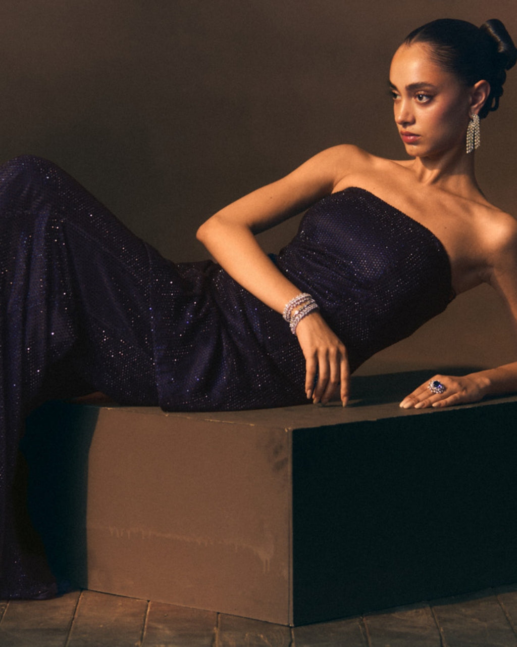 Nocturne Sharara Pants With Off Shoulder Shirt