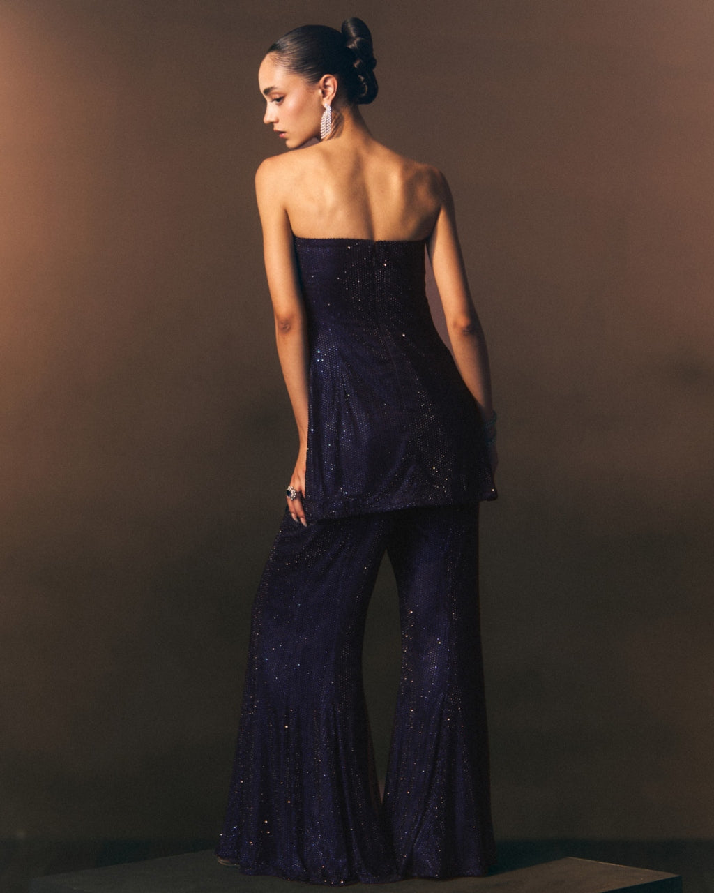 Nocturne Sharara Pants With Off Shoulder Shirt