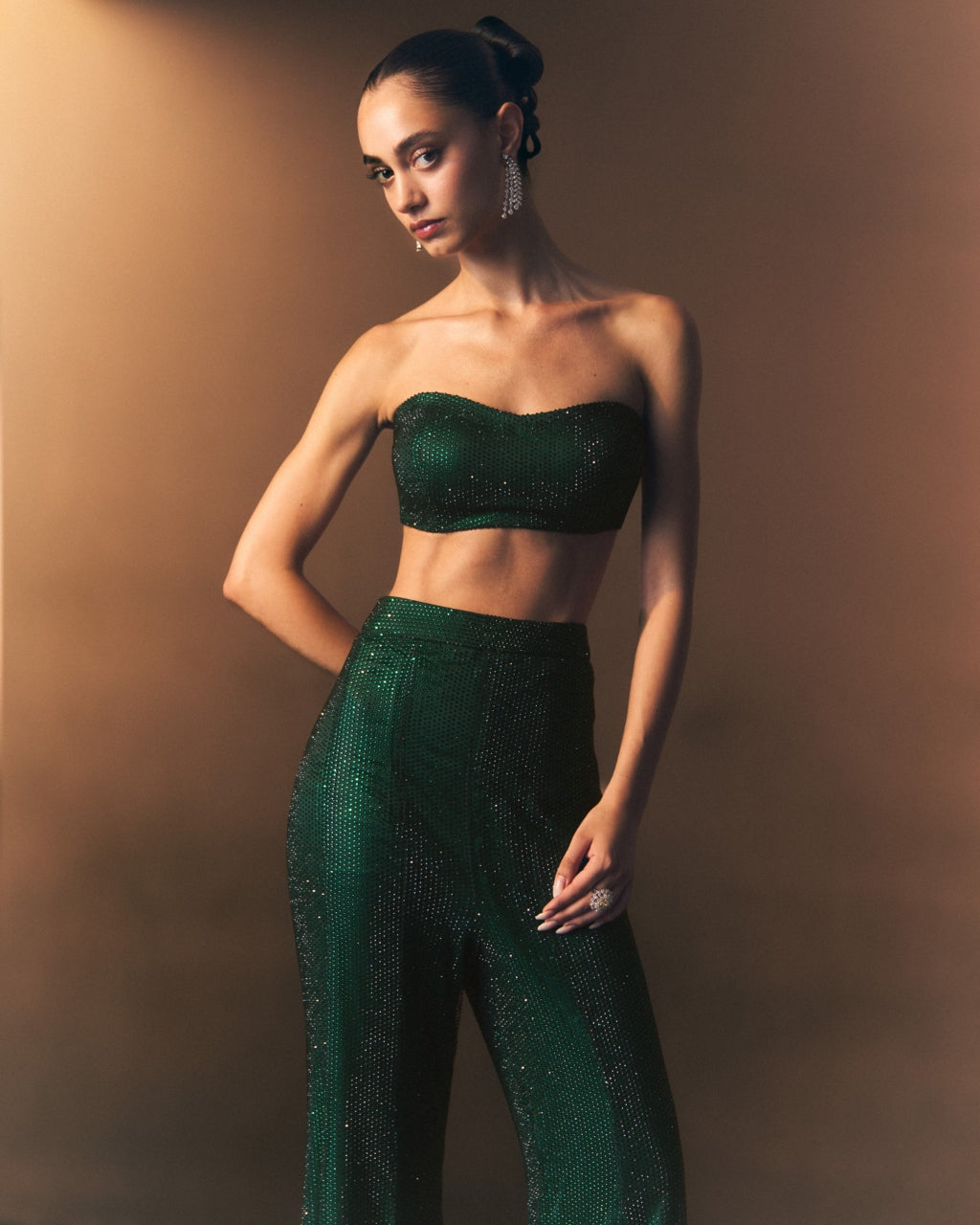 Verdant Flare Pant With Cape Co-Ord Set