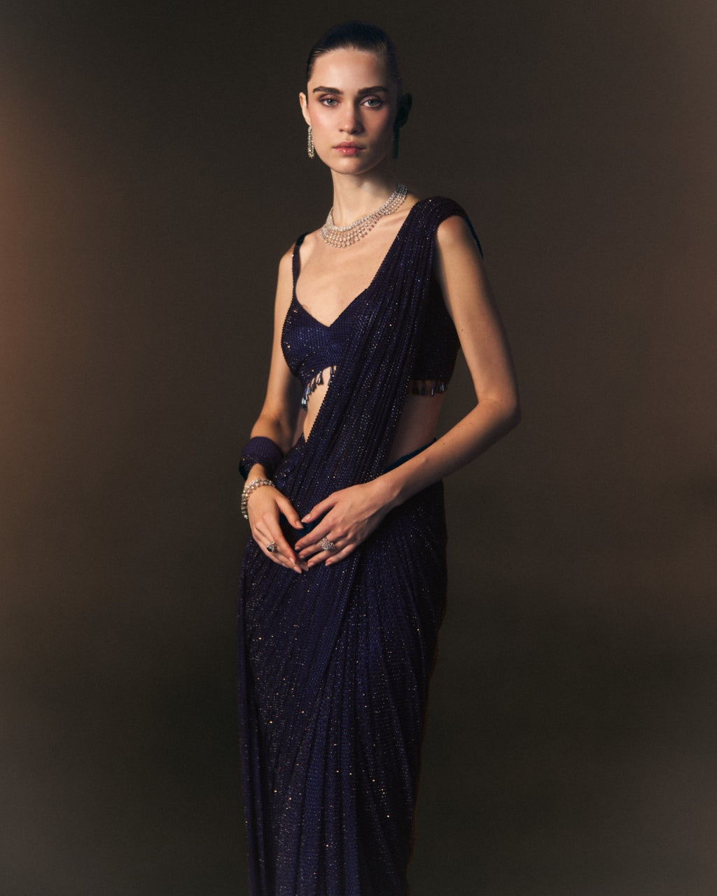 Marine Drape Sari