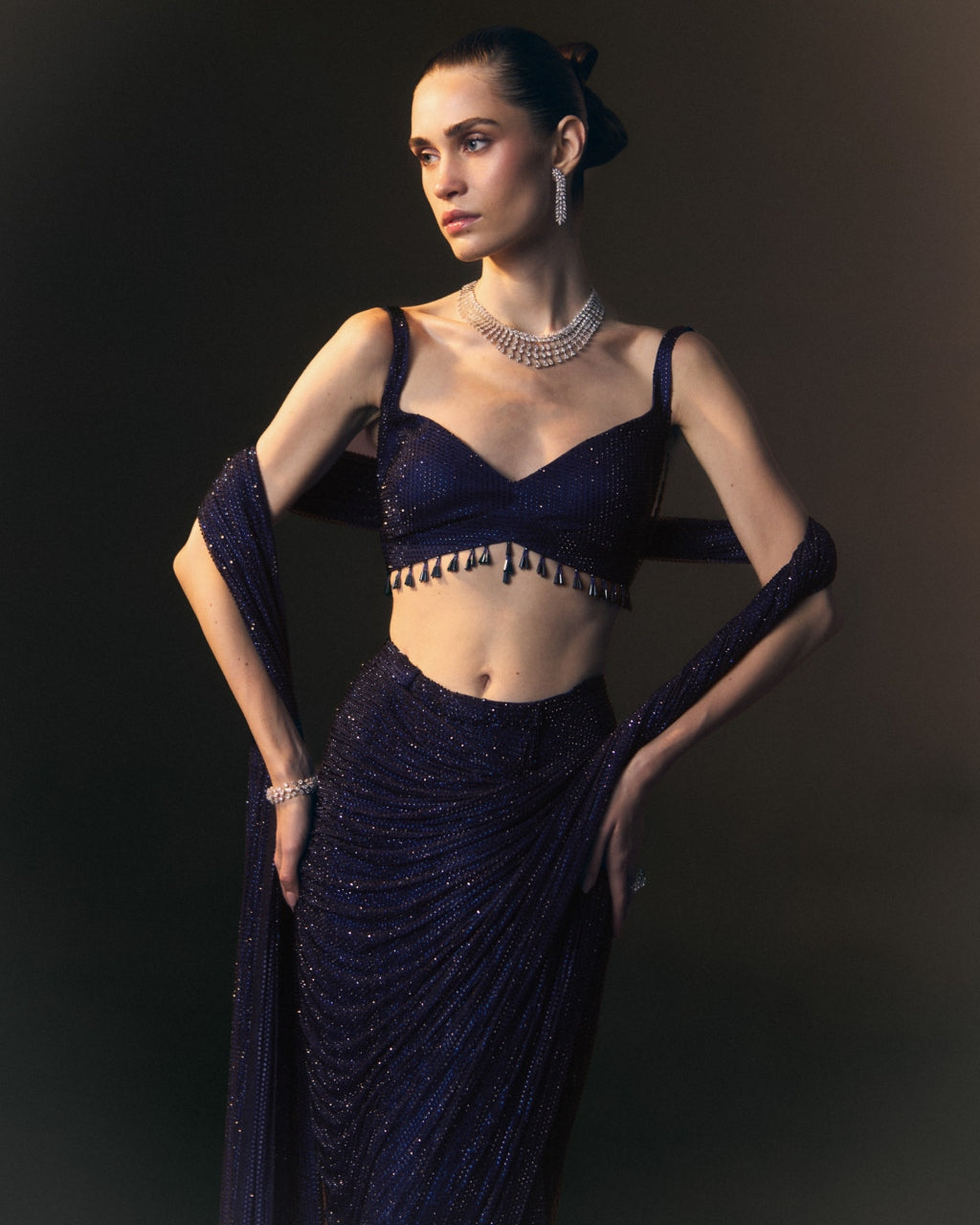 Marine Drape Sari