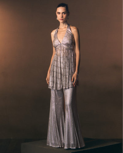 Slate Sharara Pants With Halter Shirt