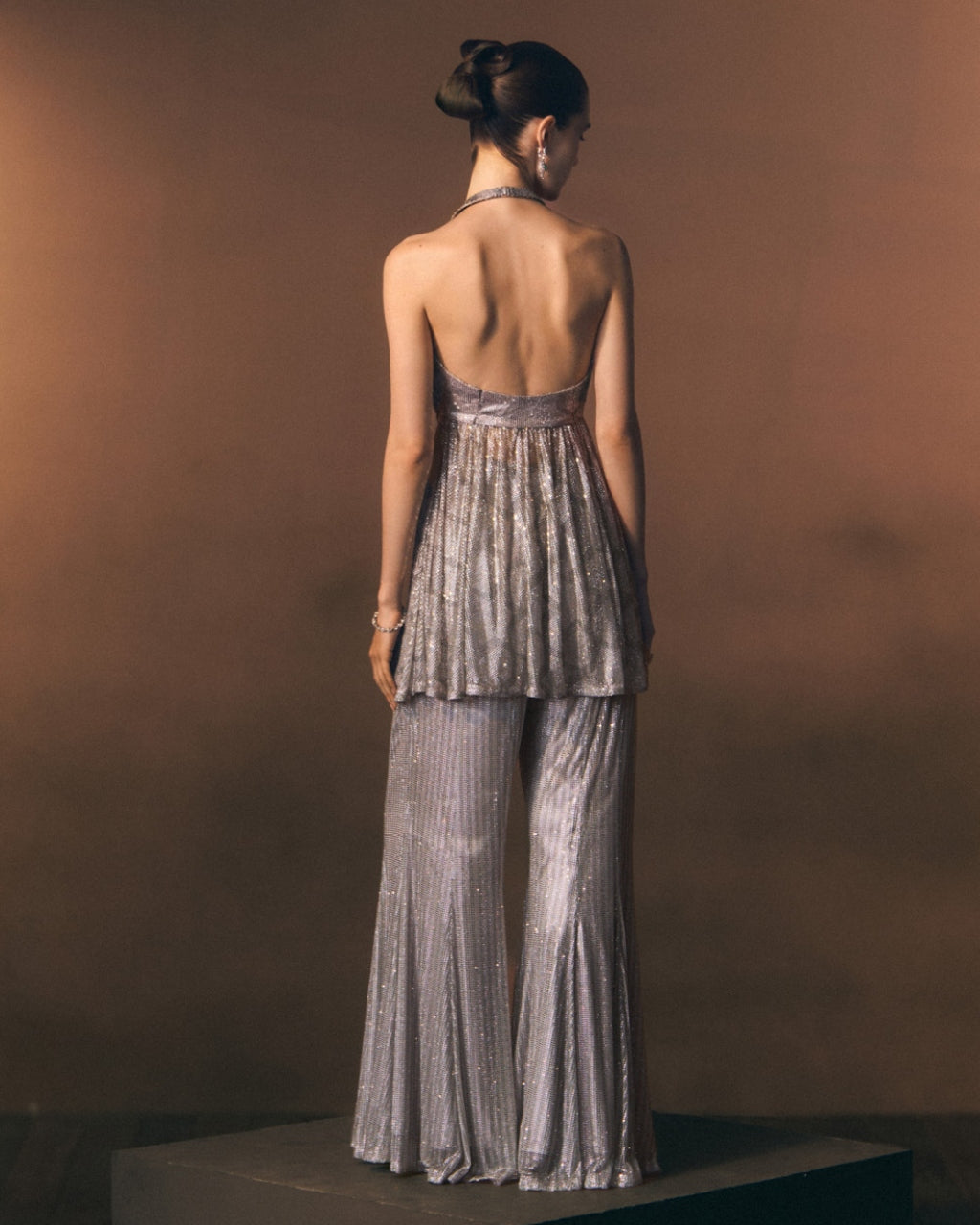 Slate Sharara Pants With Halter Shirt