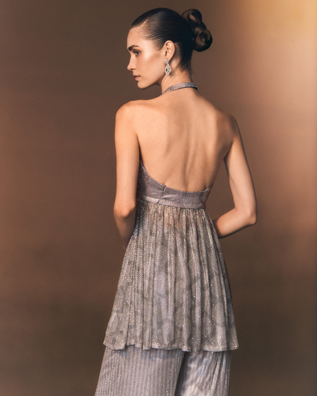 Slate Sharara Pants With Halter Shirt