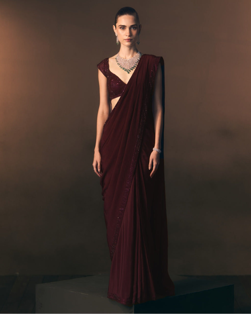 Garnet Drape Sari