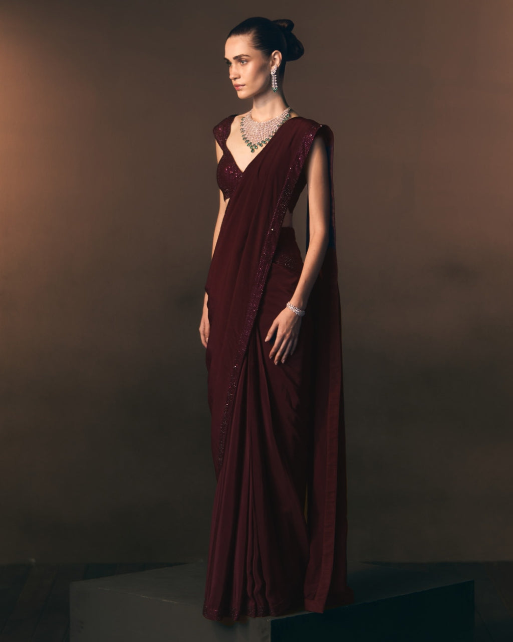 Garnet Drape Sari