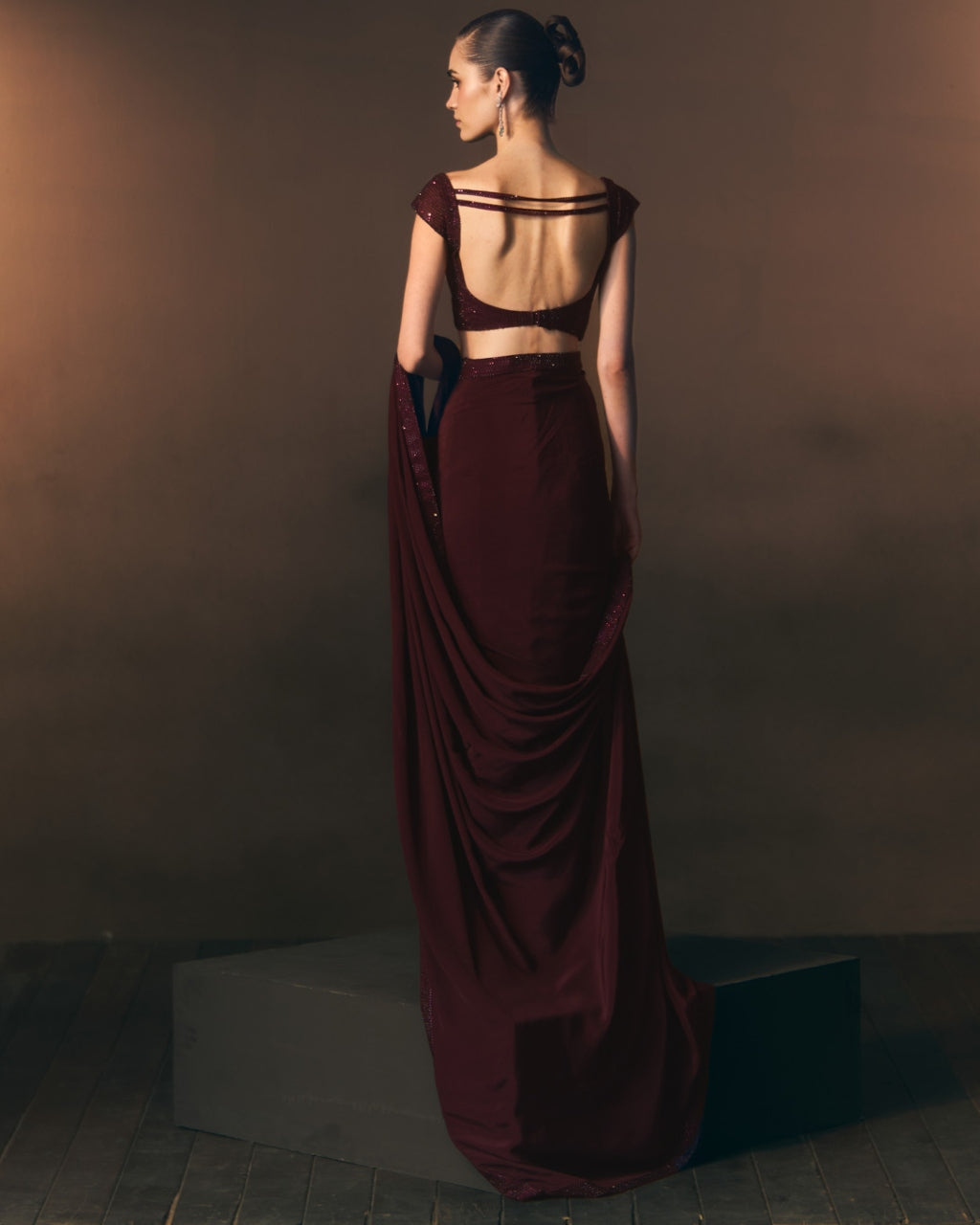 Garnet Drape Sari