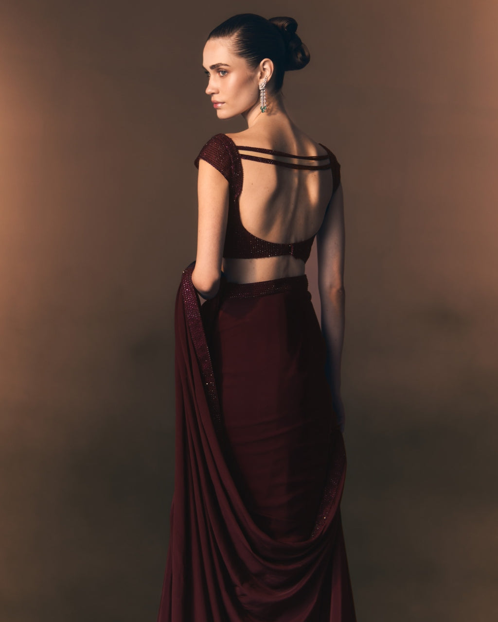 Garnet Drape Sari