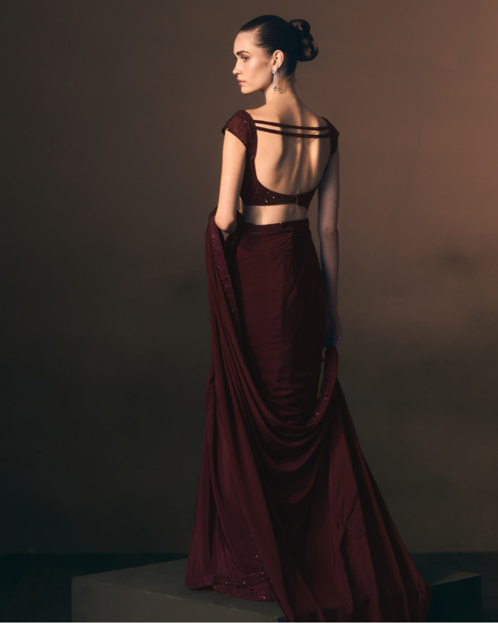 Garnet Drape Sari