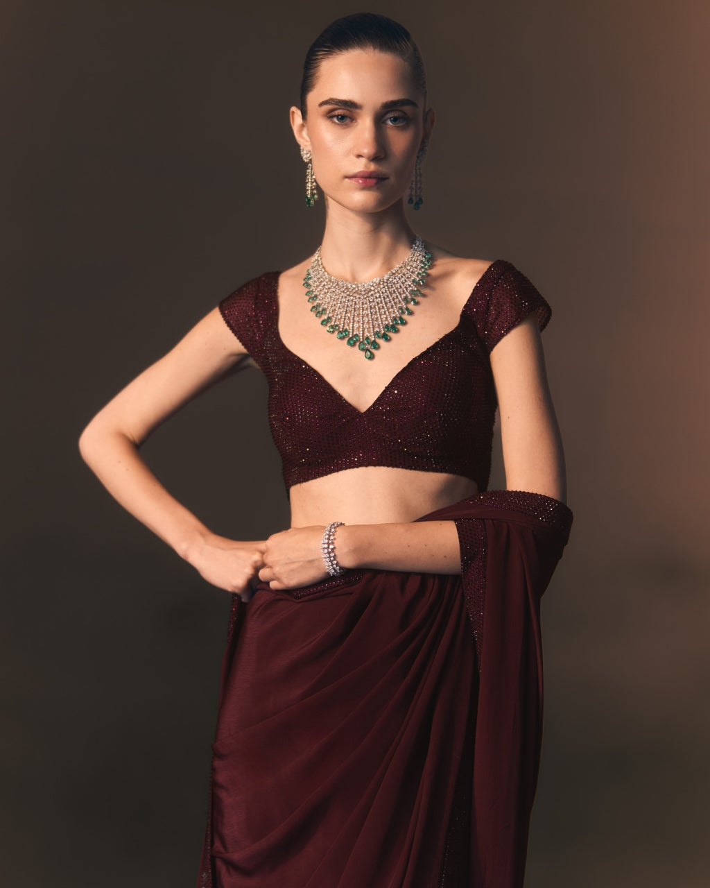 Garnet Drape Sari