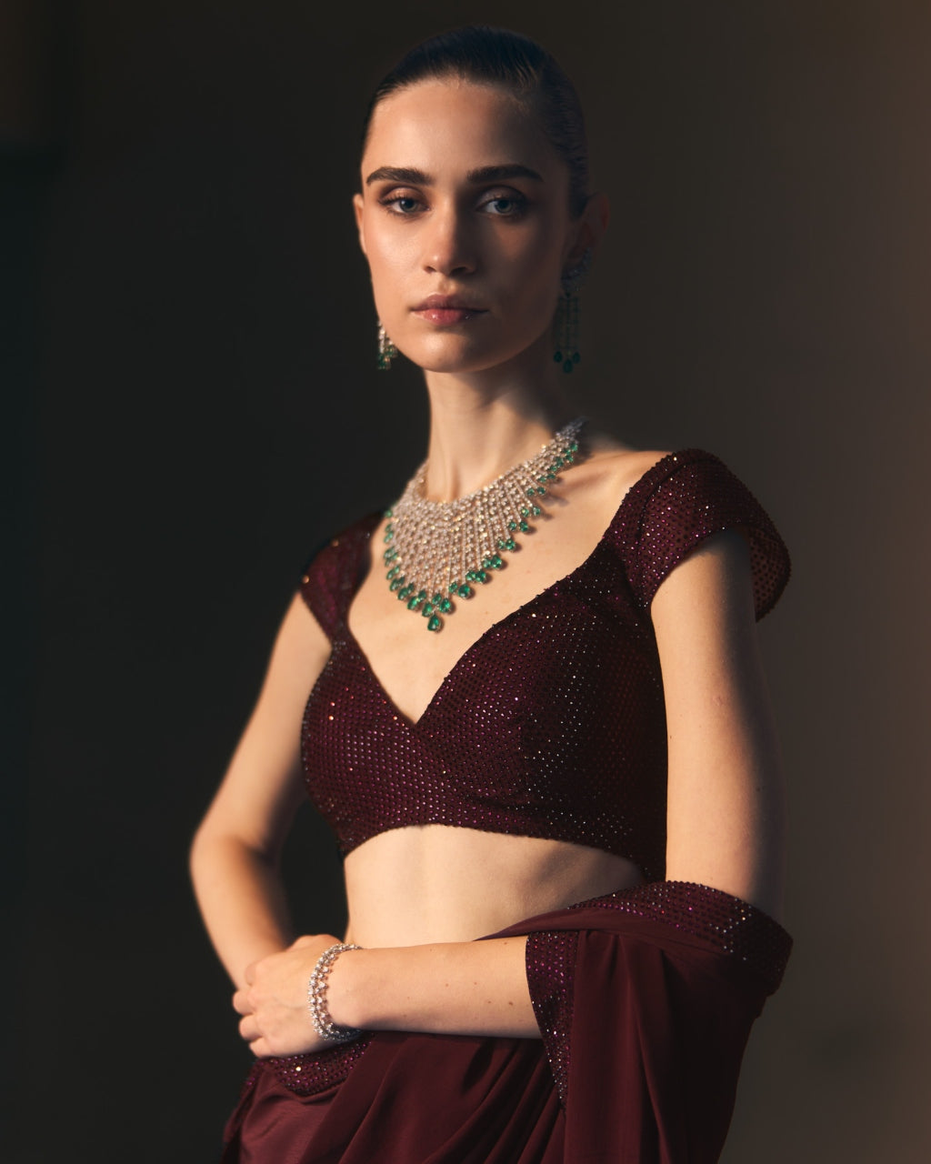 Garnet Drape Sari